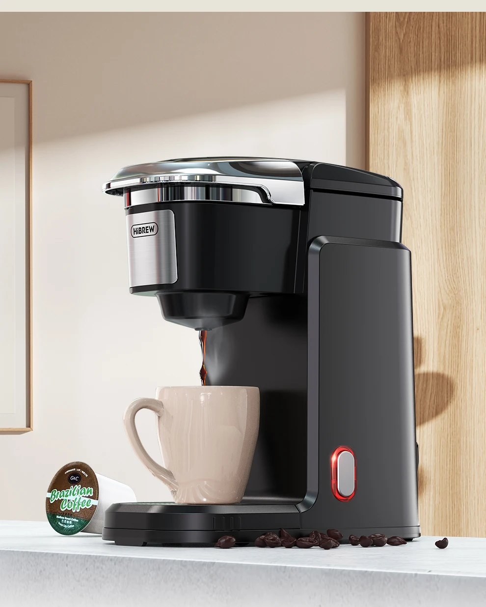 HiBREW Coffee Filter Coffee Machine Brewer for K-Cup Capsule & Ground Coffee