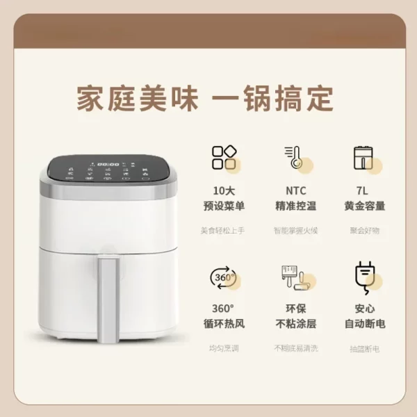 7L White Multi-Function Electric Air Fryer - Image 4