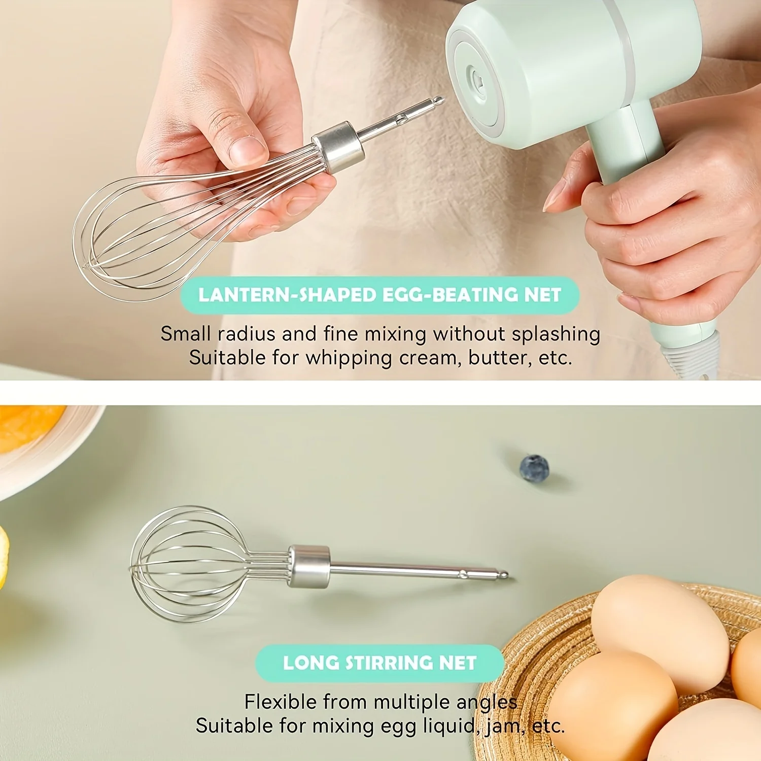 3-Speed Electric Hand Blender Mixer With Whisks