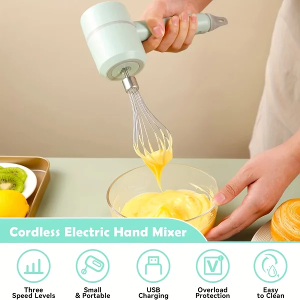 3-Speed Electric Hand Blender Mixer With Whisks - Image 3