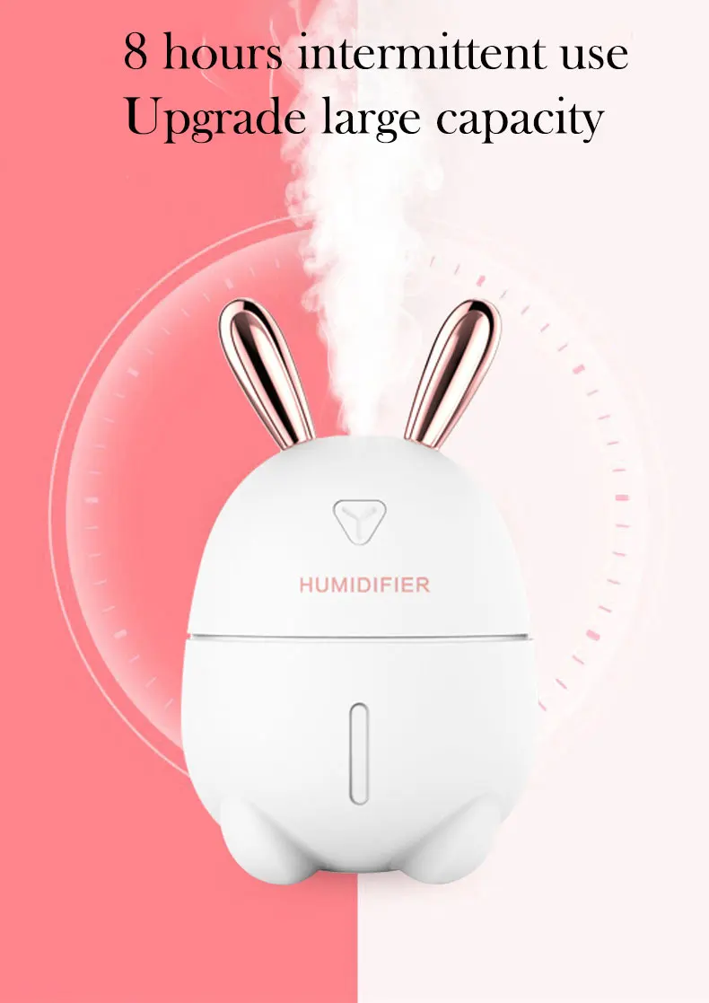 Cute Rabbit Design Mini Air Humidifier & Aroma Essential Oil Diffuser