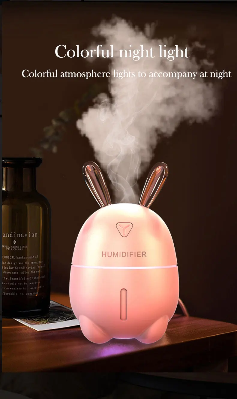 Cute Rabbit Design Mini Air Humidifier & Aroma Essential Oil Diffuser