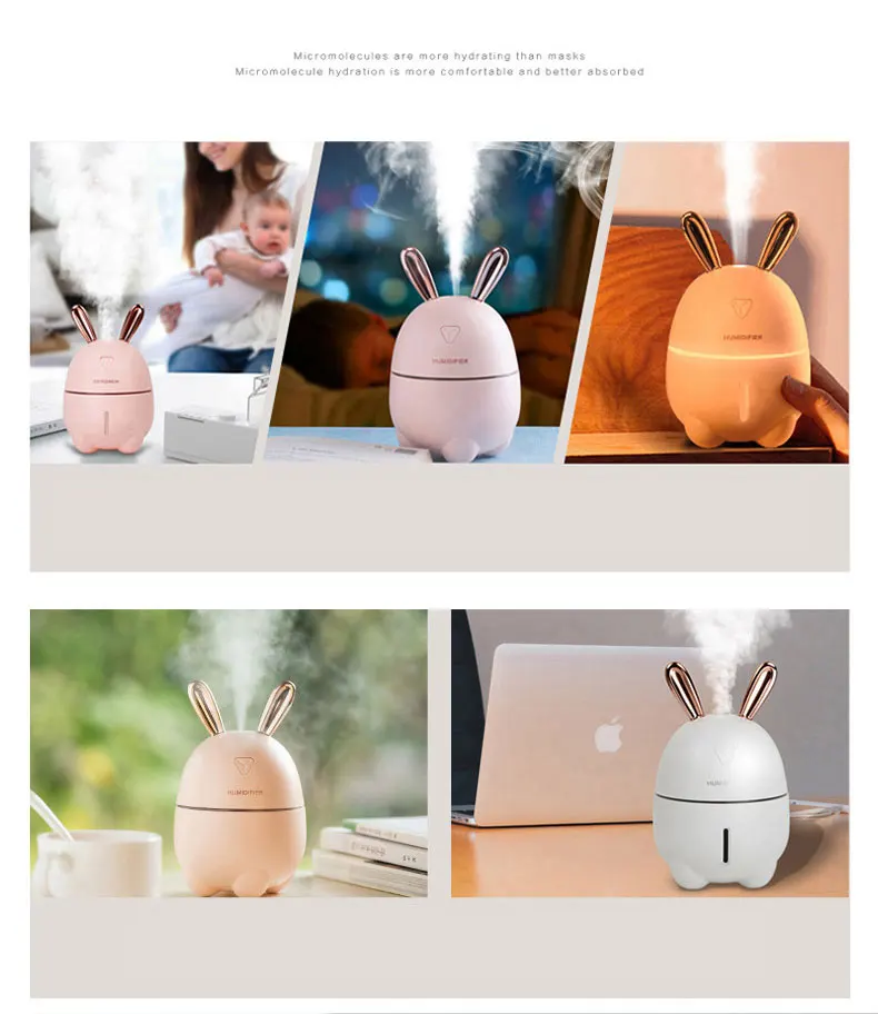 Cute Rabbit Design Mini Air Humidifier & Aroma Essential Oil Diffuser