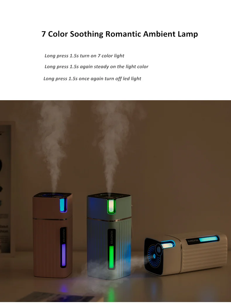 Air Humidifier Ultrasonic Smart Cool Mist Aroma Diffuser  With Color LED Light