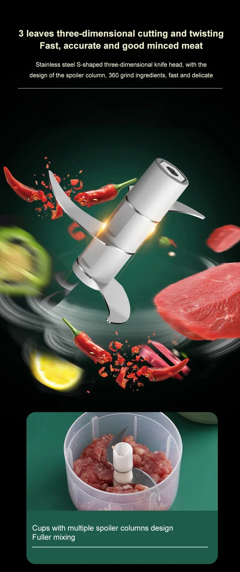 Mini Electric Garlic Chopper USB - Meat Grinder