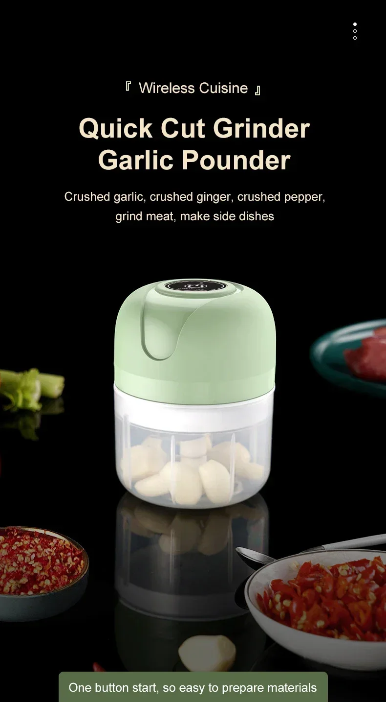 Mini Electric Garlic Chopper USB - Meat Grinder