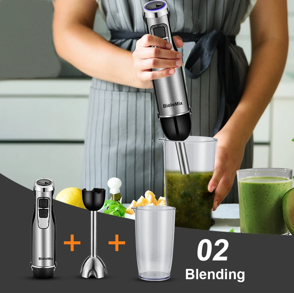 4 in 1 High Power Hand Stick Blender Mixer With Smoothie Cup & Chopper