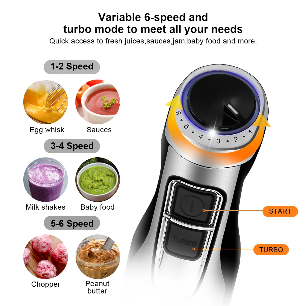 4 in 1 High Power Hand Stick Blender Mixer With Smoothie Cup & Chopper