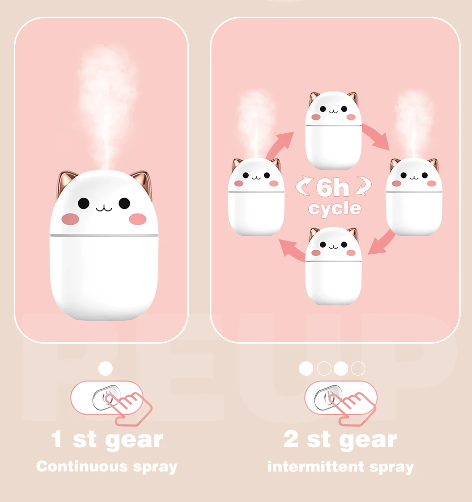 Cute Kitten and Bear Air Humidifier Home Essential Oil Diffuser