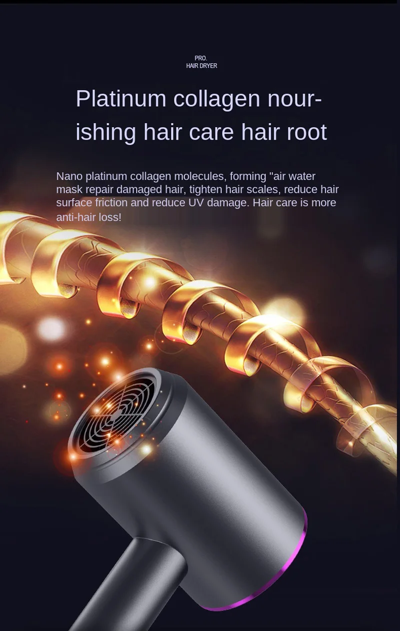 T Type Hair Dryer High-Speed Electric Turbine Airflow Hot Cold Wind Hair Dryer