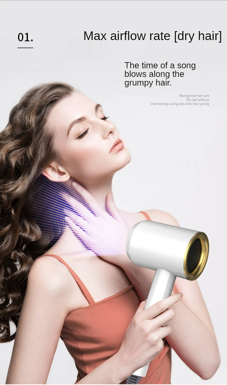 T Type Hair Dryer High-Speed Electric Turbine Airflow Hot Cold Wind Hair Dryer